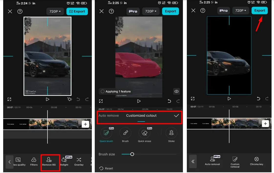 Official CapCut Mobile Remove BG, Customized cutout and Chroma key controls