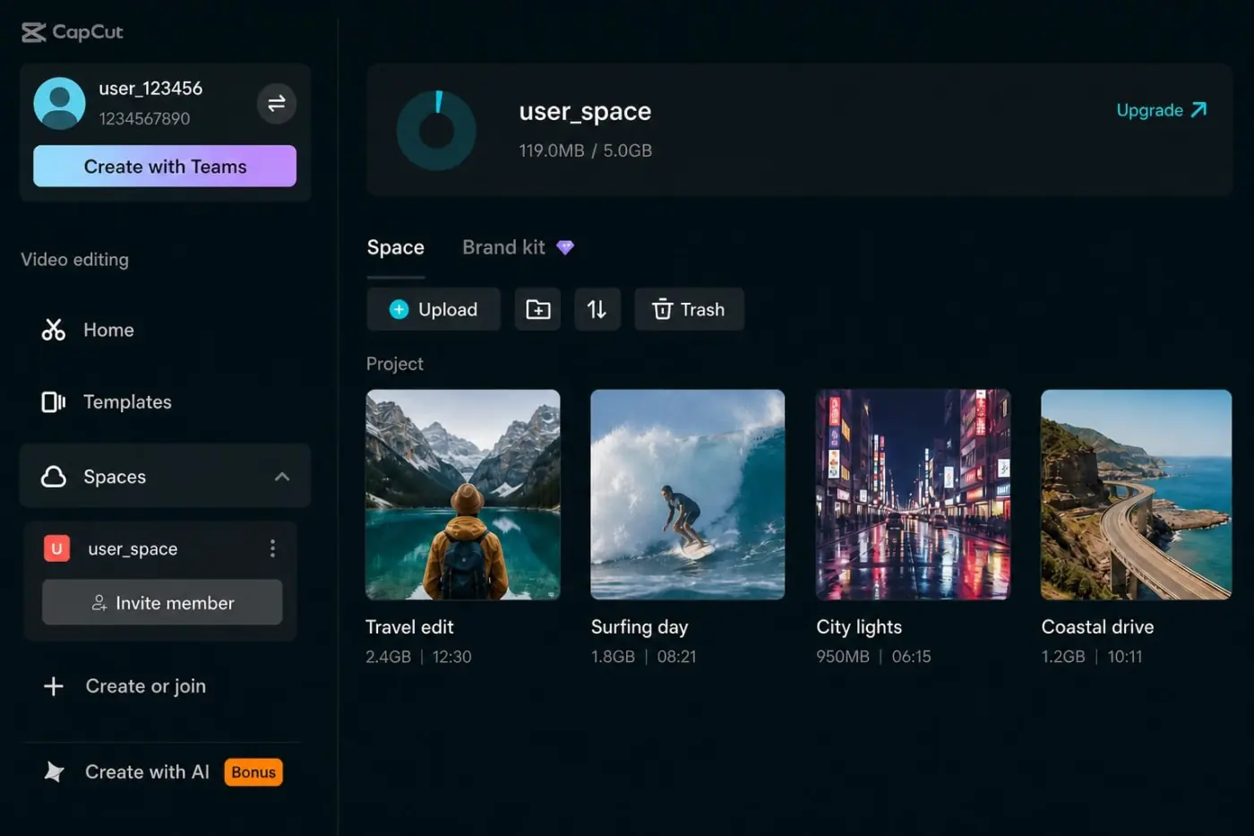CapCut Spaces project backup before troubleshooting repeated crashes