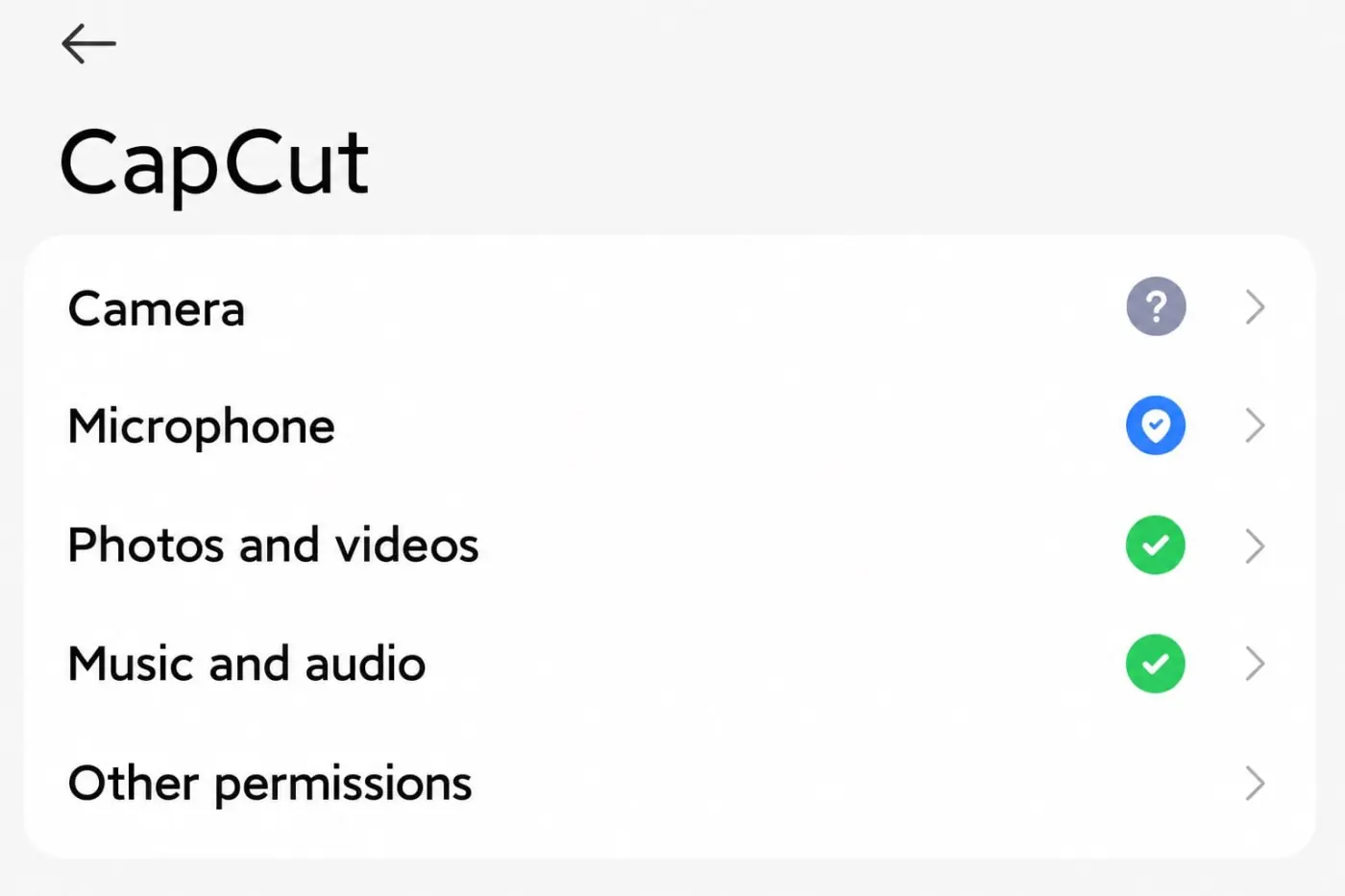 CapCut mobile photo and video permissions used to restore black import thumbnails