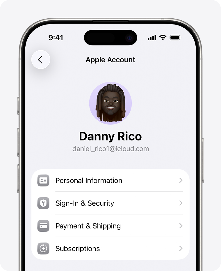 Subscriptions entry in Apple Account settings on iPhone