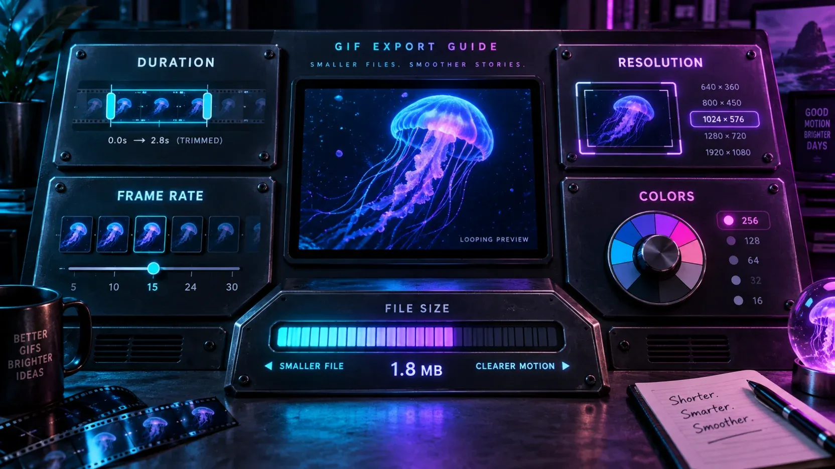 How duration resolution frame rate and colors affect CapCut GIF size