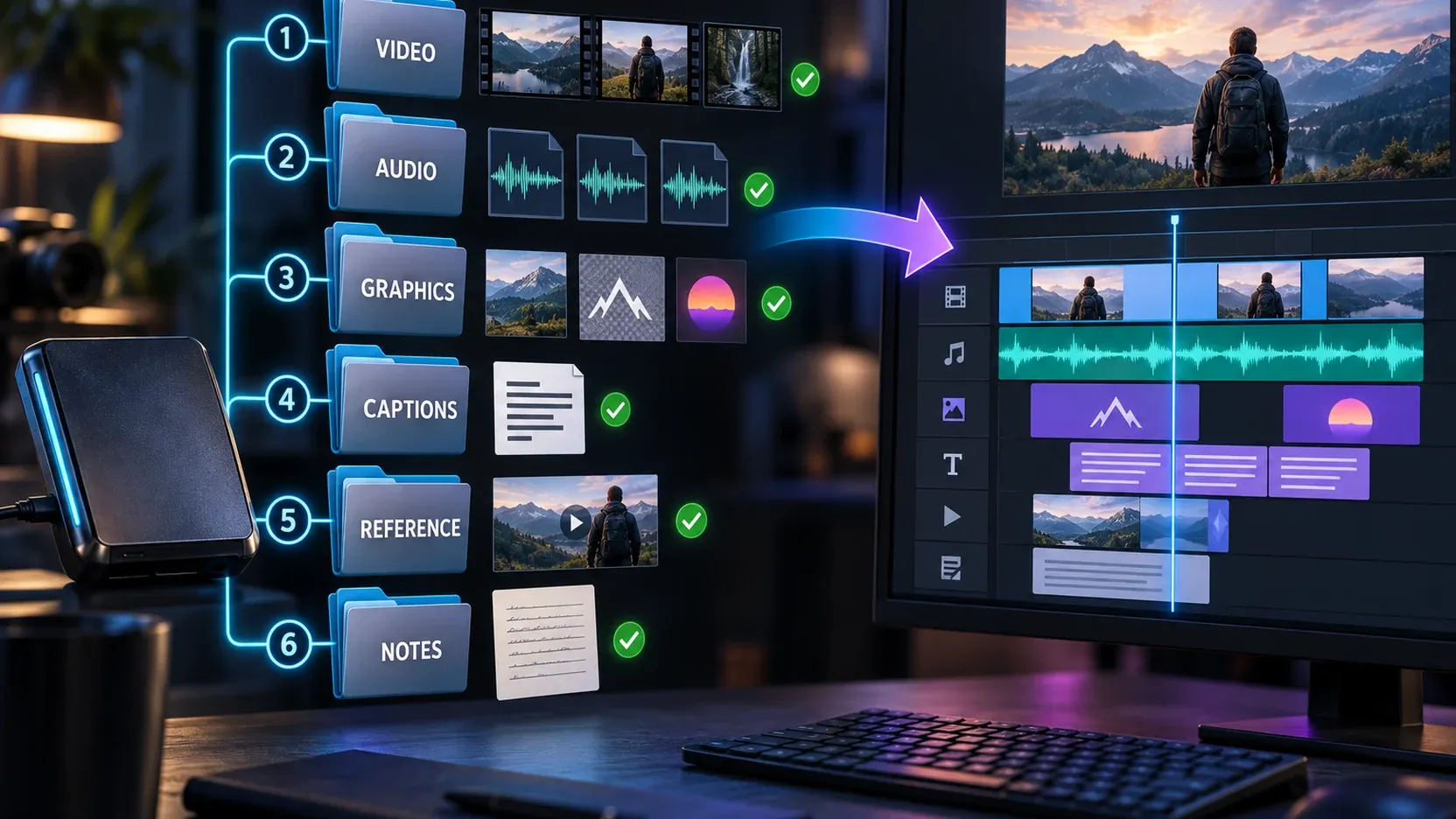 Source-media folder structure for a CapCut and Premiere Pro handoff