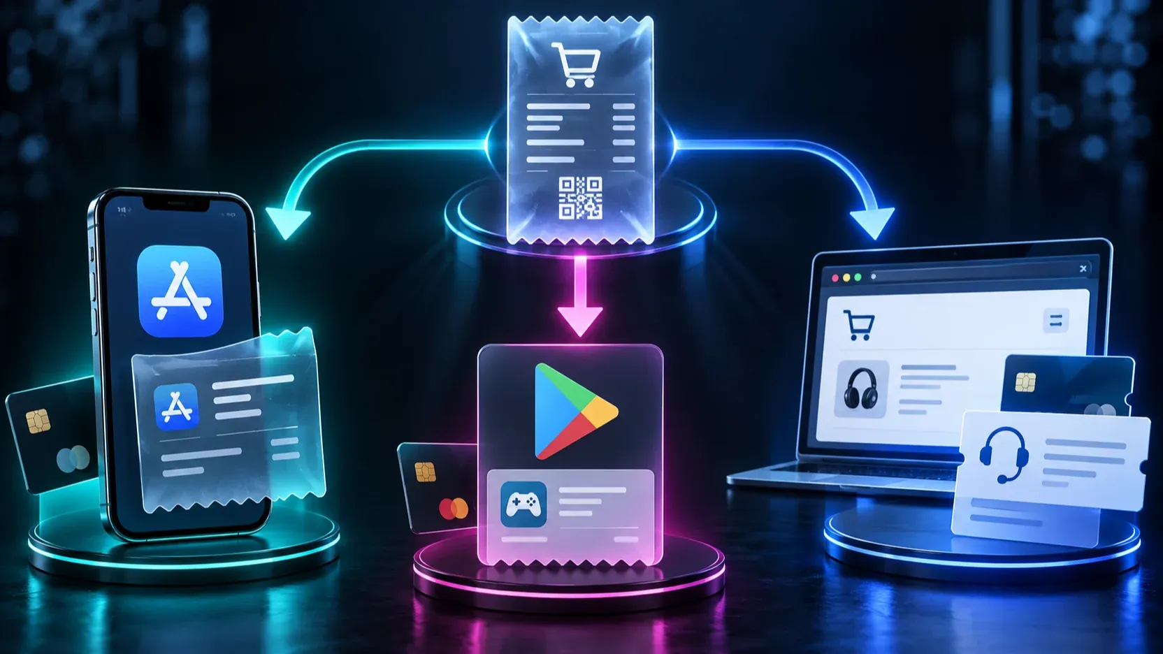 Billing route from the receipt to Apple Google Play or CapCut