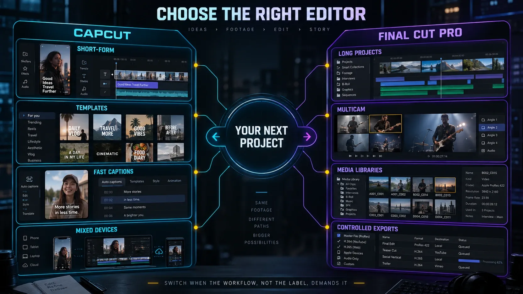 Decision map for choosing CapCut or Final Cut Pro