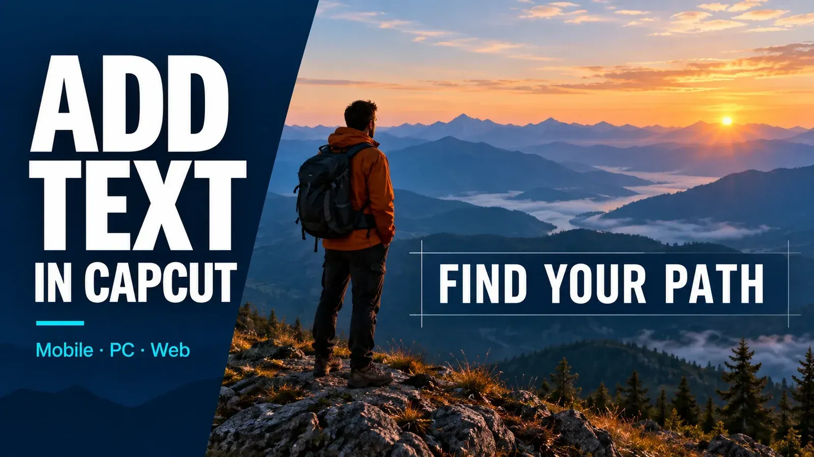 Readable white video title over a mountain scene for adding text in CapCut