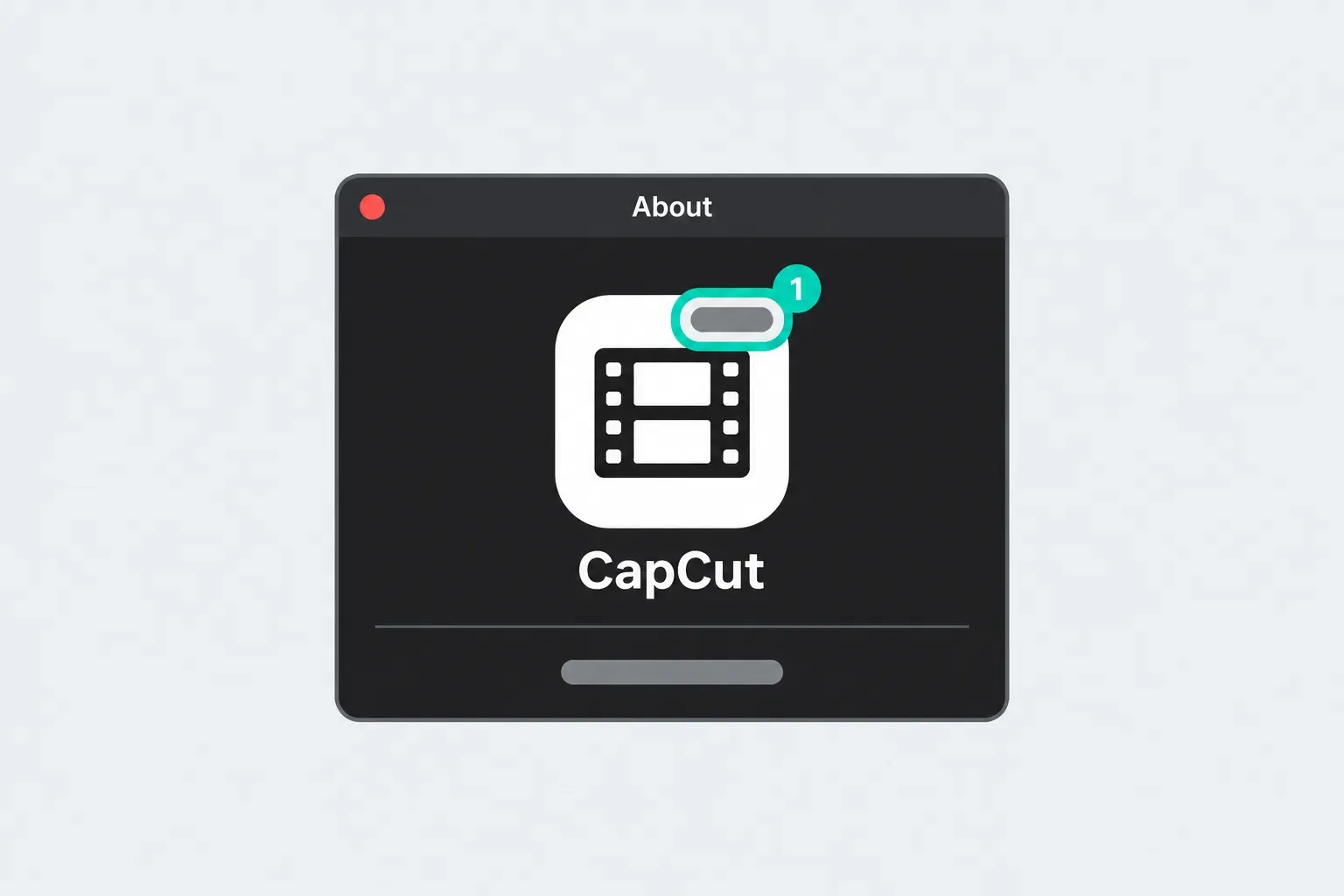 CapCut Desktop About window with the app name and the version number next to the icon