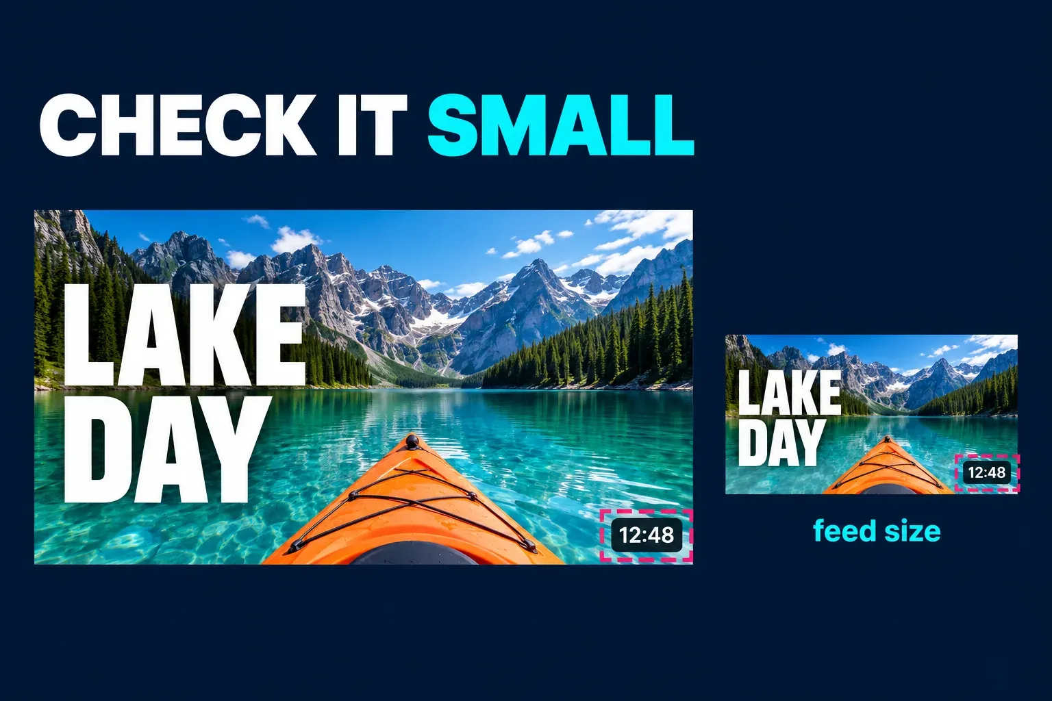 A large thumbnail design next to a small copy with the bottom-right corner marked where the video length appears