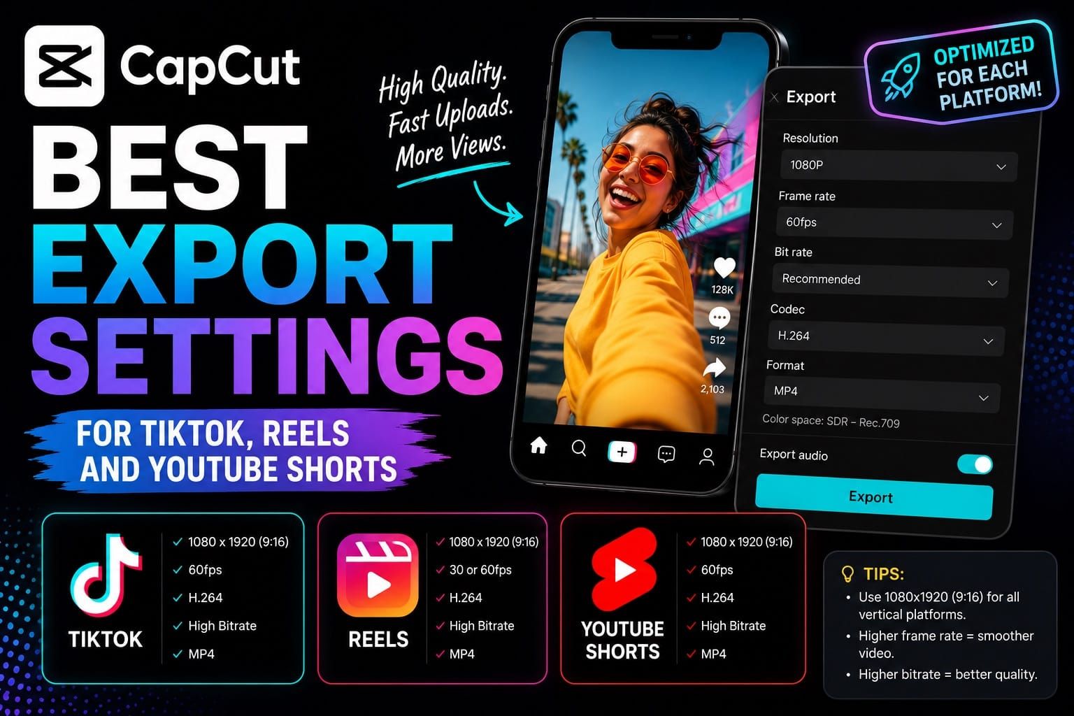 Best CapCut Export Settings for TikTok, Reels and YouTube Shorts