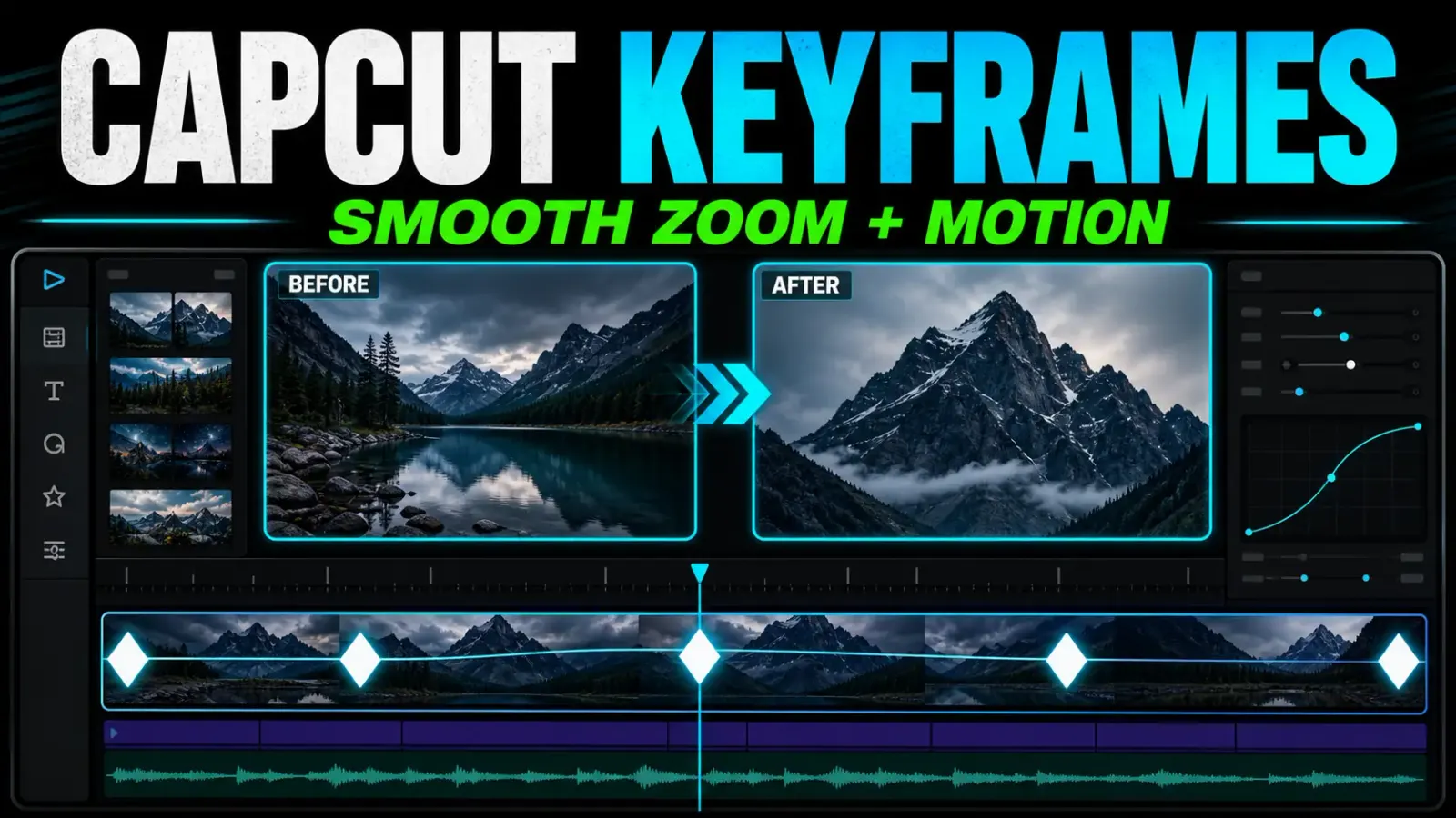 CapCut keyframes for position scale rotation and opacity animation