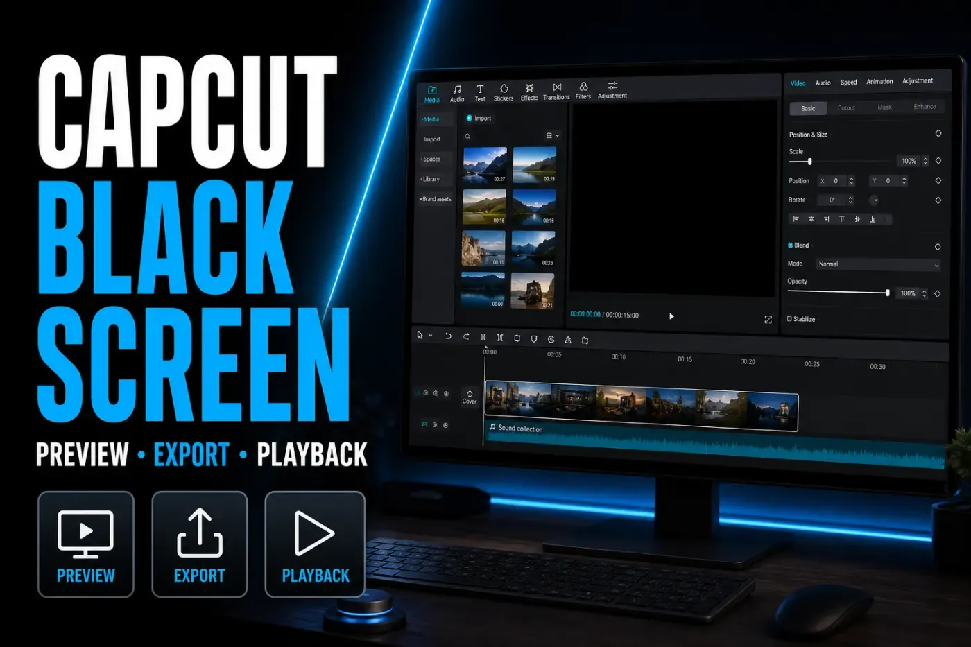 CapCut black screen troubleshooting for preview, export and playback failures