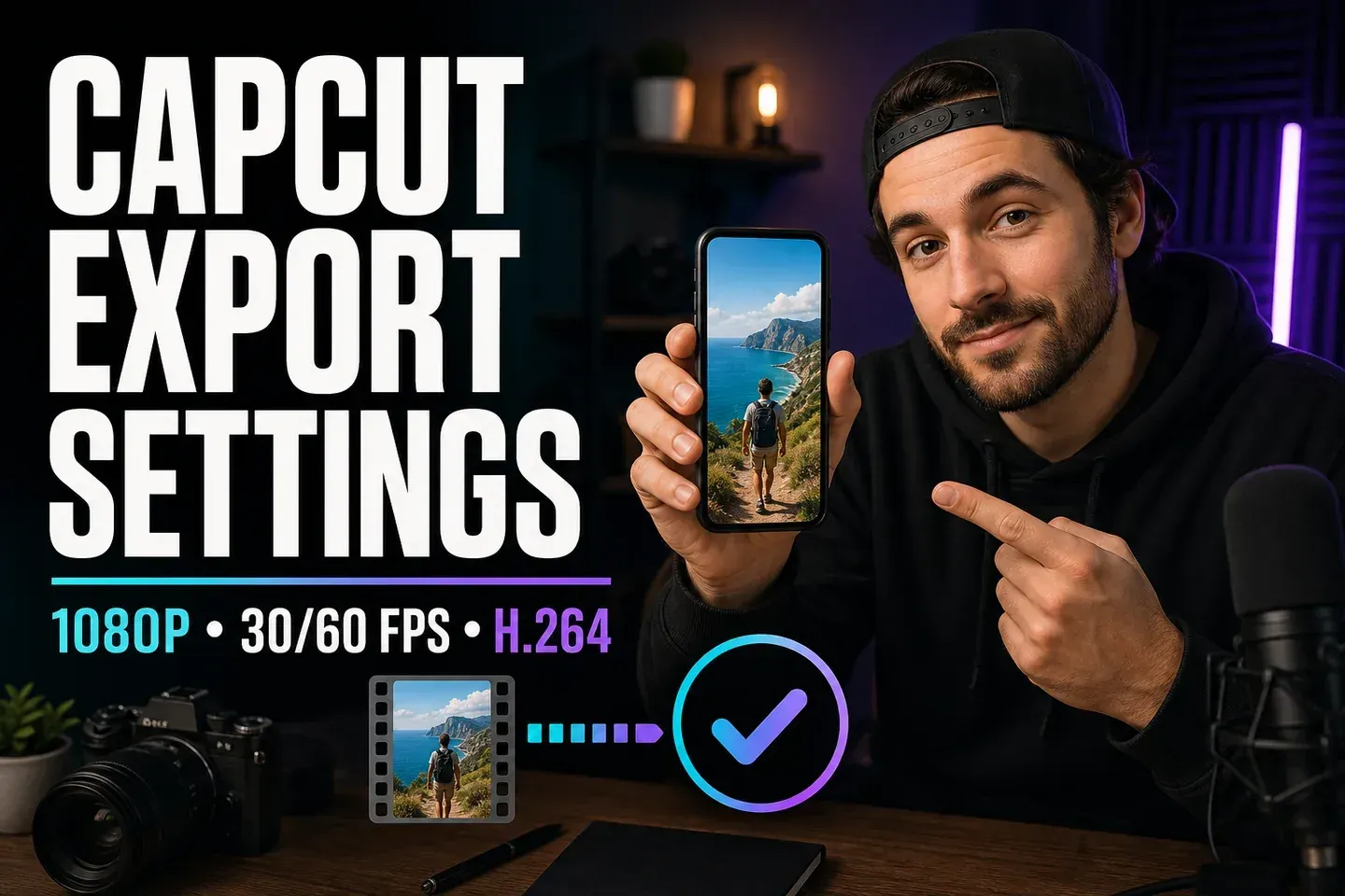 CapCut export settings for 1080p vertical video at 30 or 60 fps using H.264