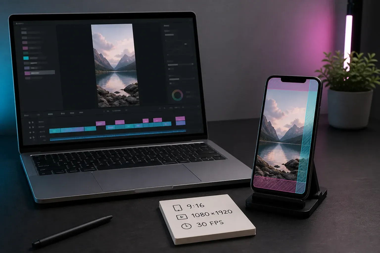 Vertical CapCut edit checked against Instagram Reels safe areas on a laptop and phone