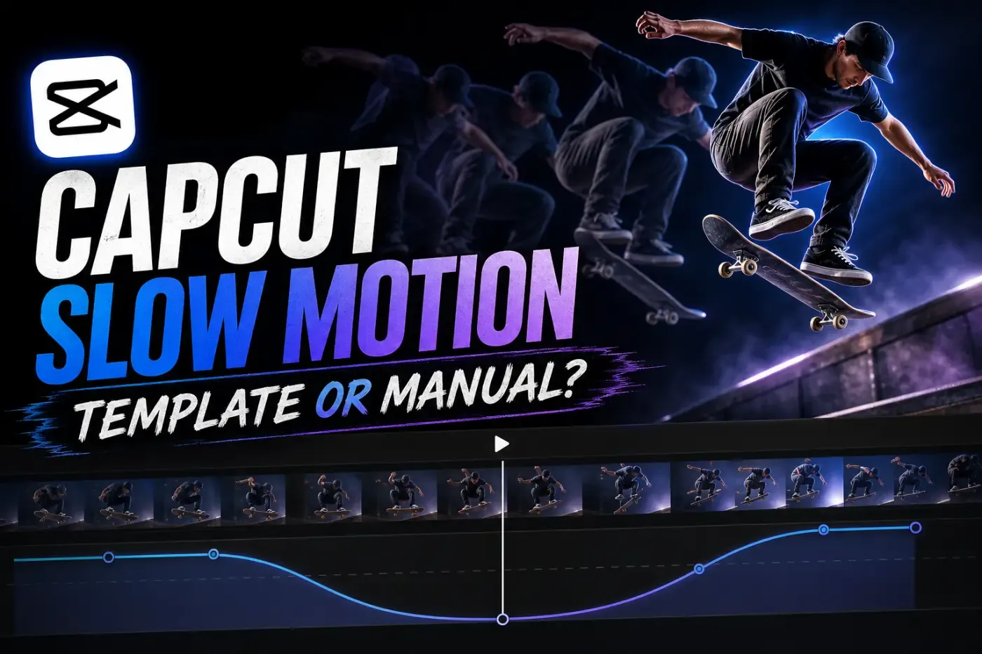 CapCut slow motion template and manual speed curve applied to a skateboard clip