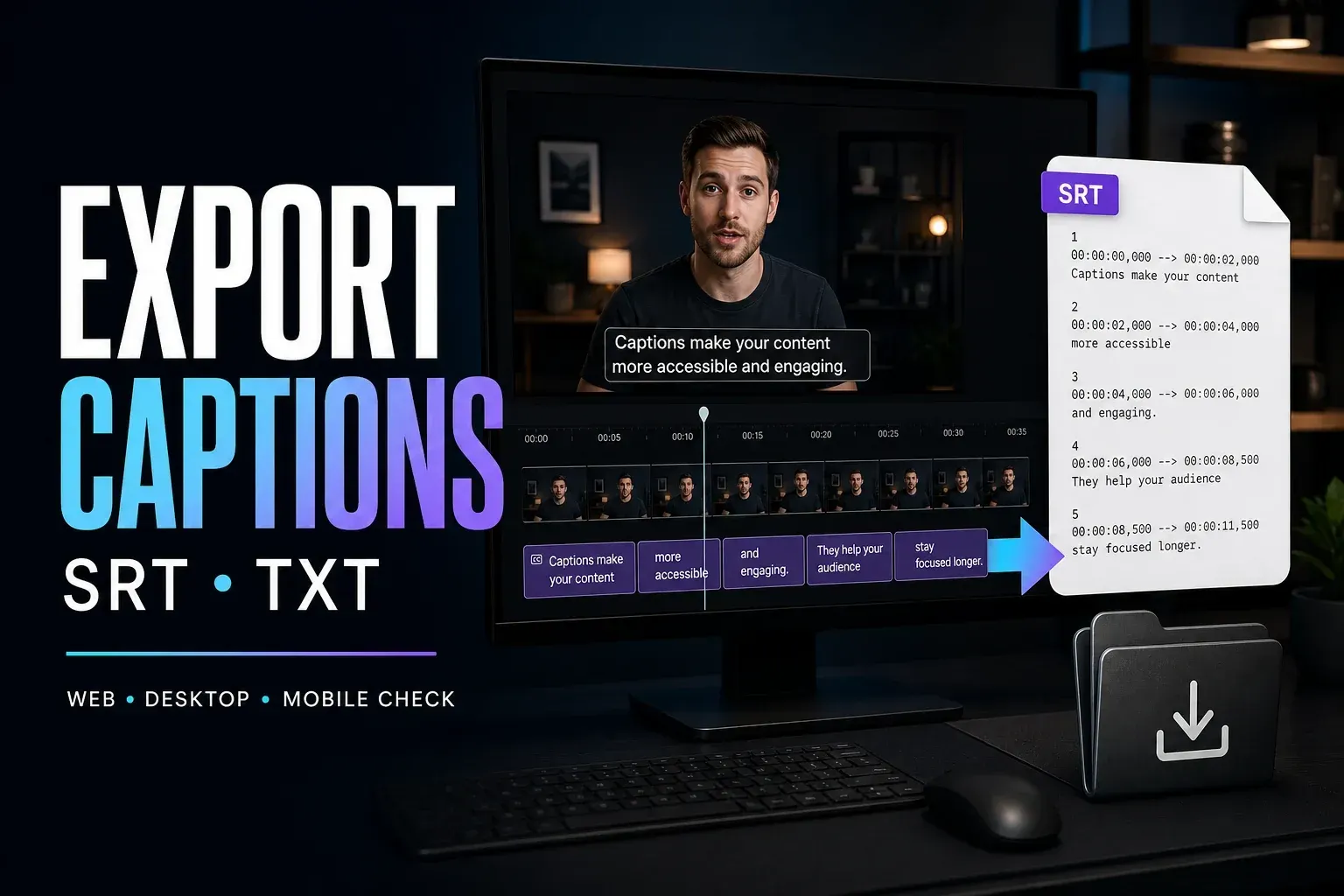 Export CapCut captions from a timeline to a separate SRT or TXT subtitle file
