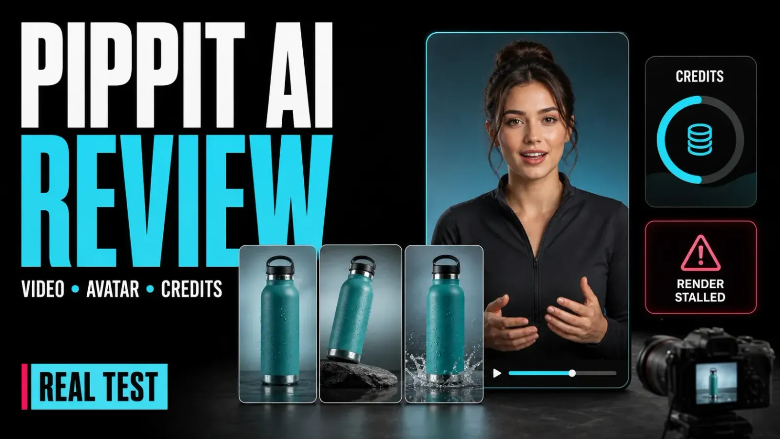Pippit AI review testing product video, talking photo and credit use