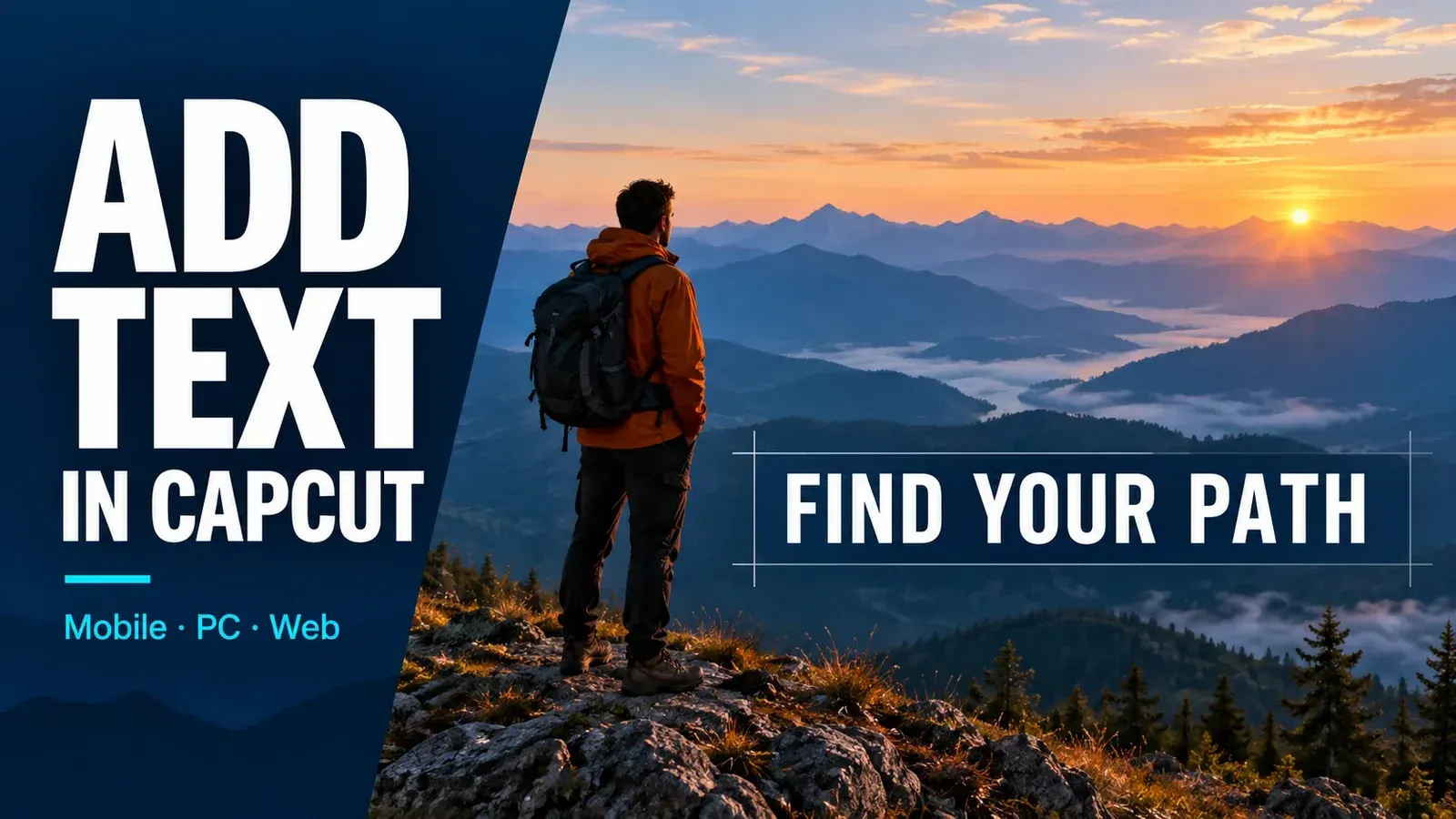 Readable white video title over a mountain scene for adding text in CapCut