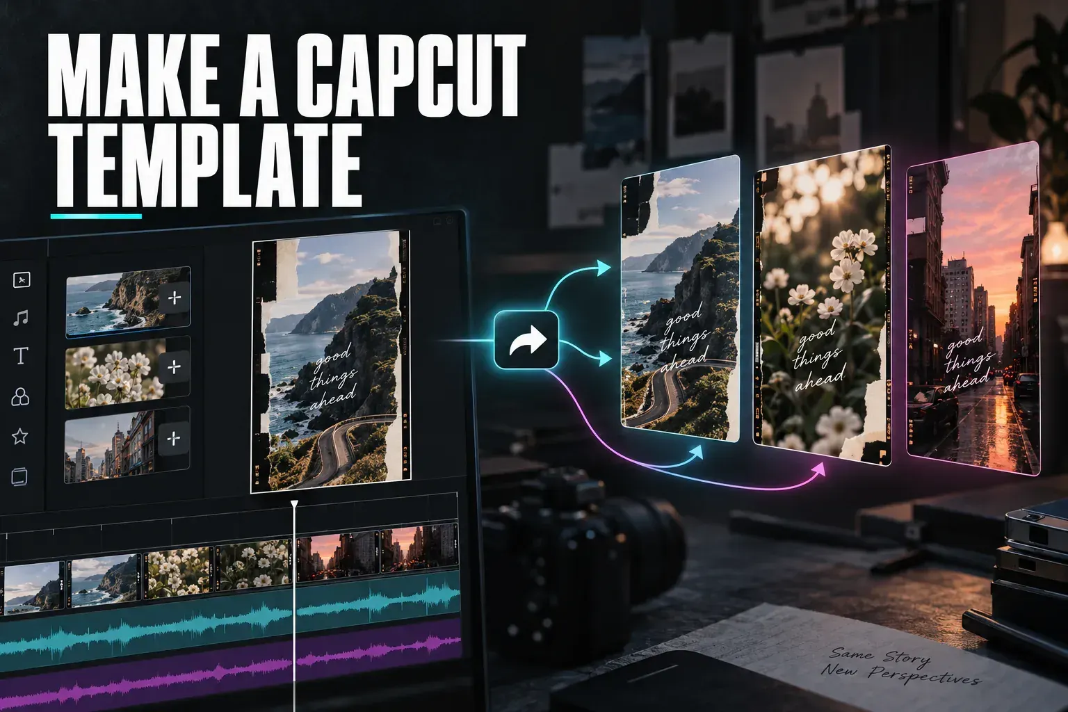 One CapCut video template producing different short videos from replaceable media slots