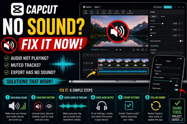 CapCut no sound: audio not playing, muted tracks and export fixes