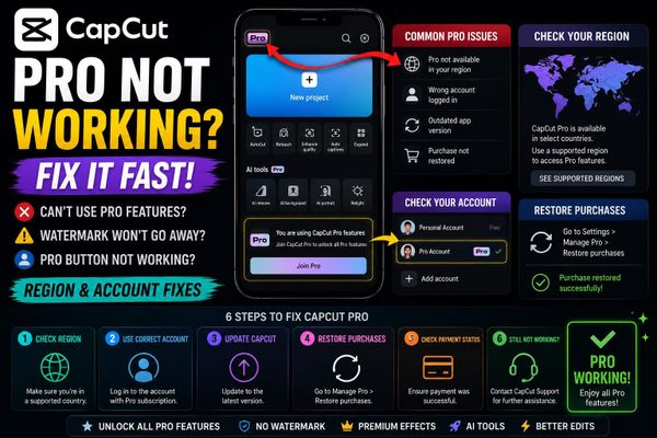 CapCut Pro not working: region and account fixes