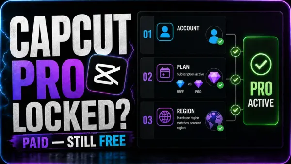 CapCut Pro account, plan and region diagnosis