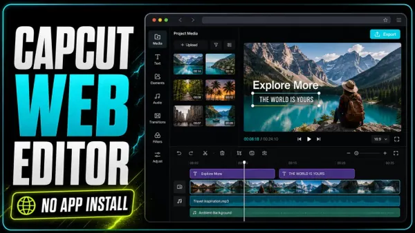 CapCut Web Editor timeline in a browser with no app installation