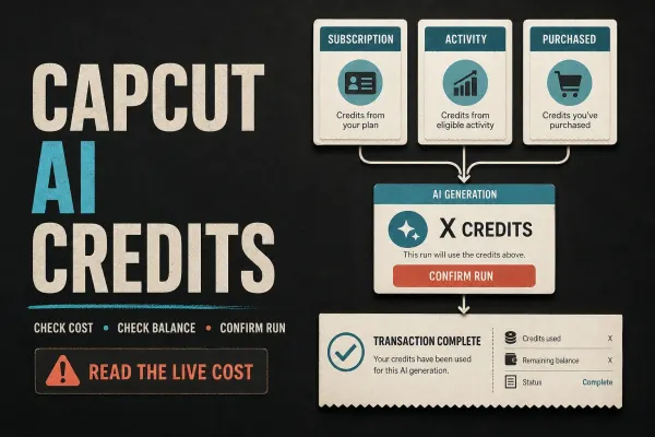 CapCut AI credits guide to live cost balance confirmation and credit types