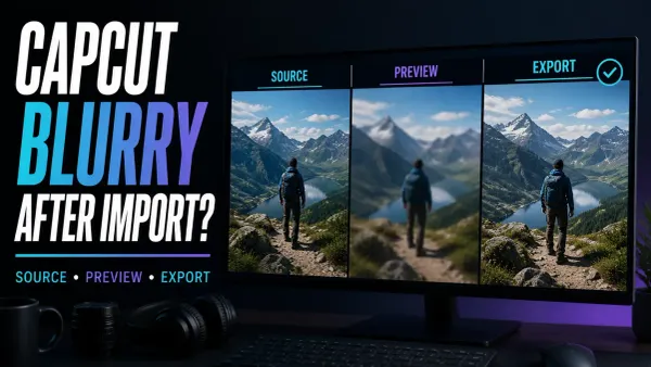 CapCut source, blurry editor preview and sharp export compared side by side