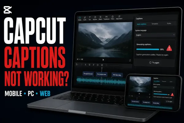 CapCut captions not working on Desktop and Mobile with generation stalled at 99 percent