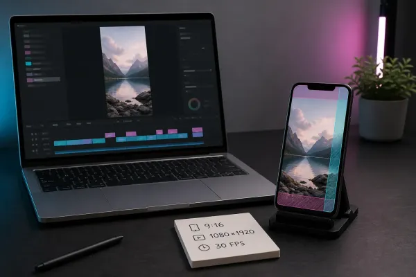 Vertical CapCut edit checked against Instagram Reels safe areas on a laptop and phone