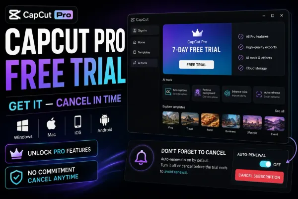 CapCut Pro free trial activation and cancellation guide