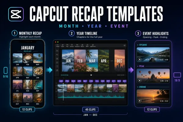 CapCut recap template workflow for monthly, yearly and event highlight videos
