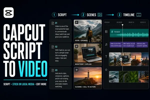 CapCut Script to Video workflow from written script through scenes to an editable timeline