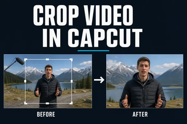 Before and after video framing with crop handles in CapCut