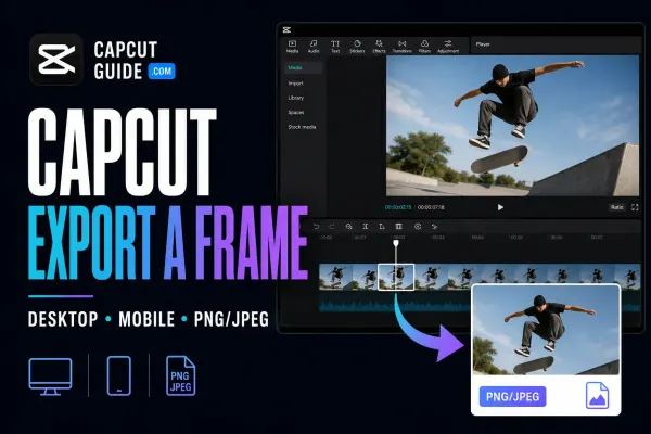 CapCut video timeline exporting one selected frame as a PNG or JPEG image