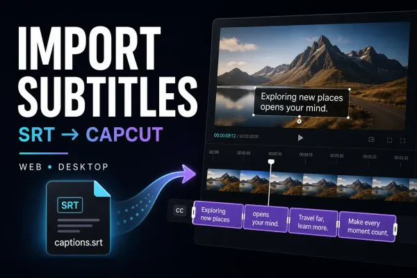 Import SRT subtitles into CapCut Web or Desktop as editable timed caption blocks