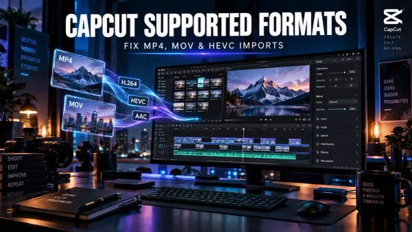 CapCut supported formats guide for MP4 MOV H.264 HEVC and AAC media imports