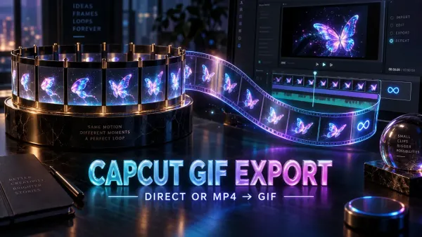 CapCut GIF export workflow with a looping sequence and video timeline
