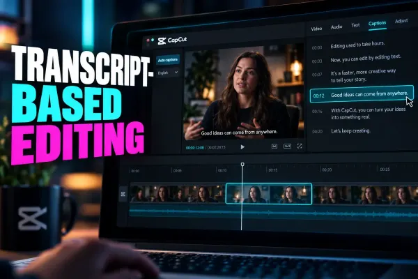 CapCut transcript-based editing workflow with text correction and cut verification