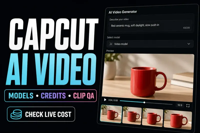 CapCut AI Video Generator model selection credit quote and clip review workflow
