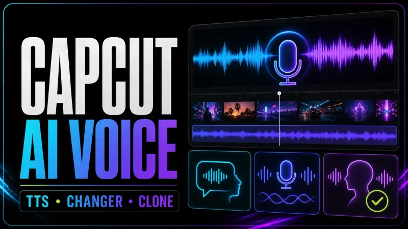 CapCut AI Voice guide covering voice changing custom voice and recording controls