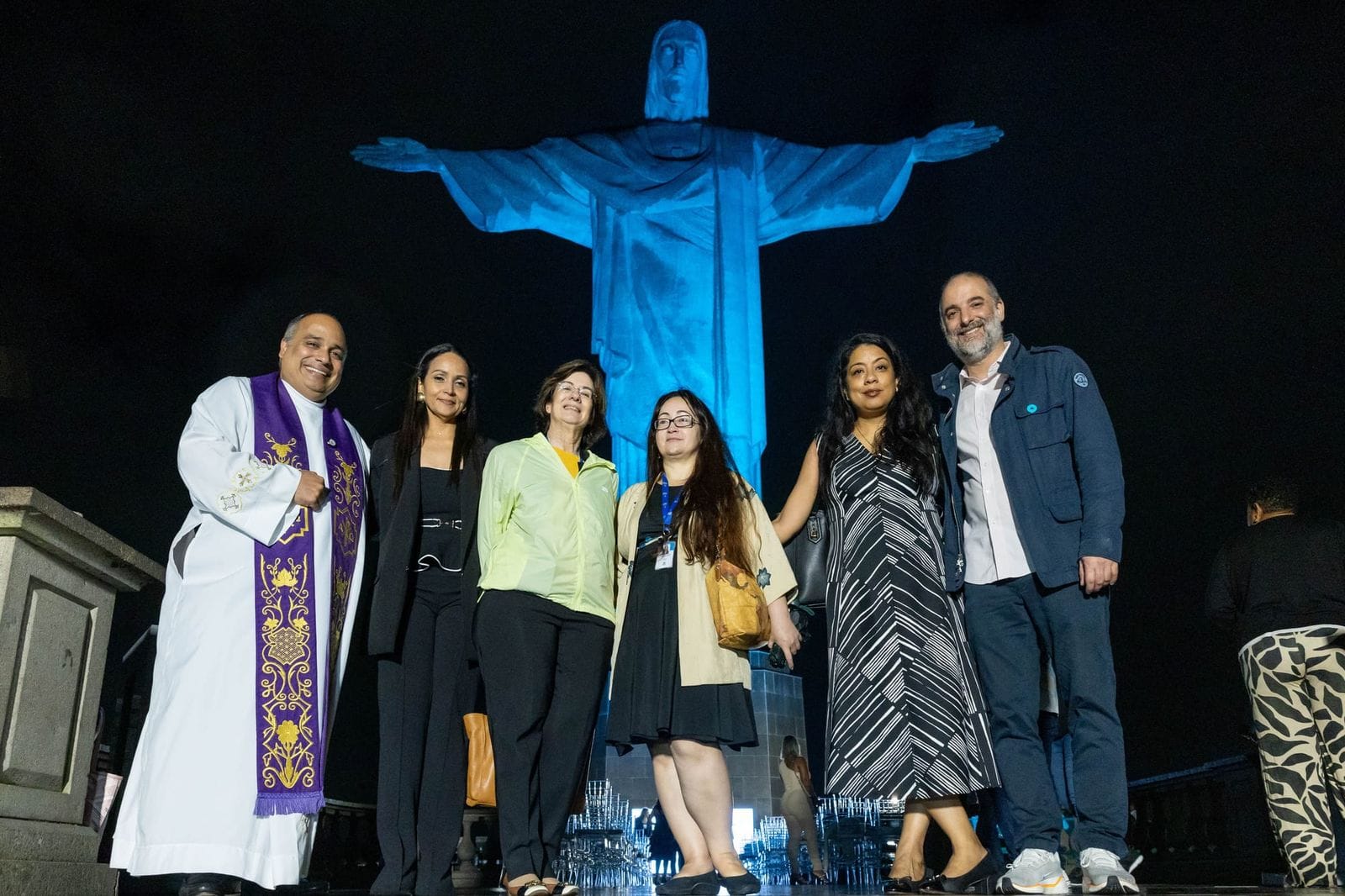 Christ the Redeemer at night