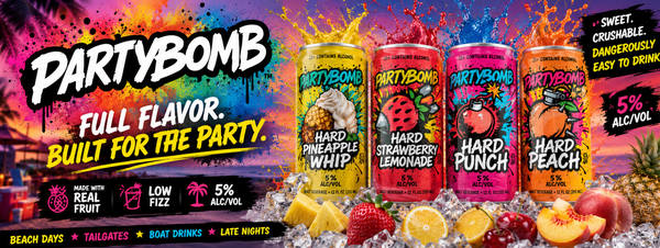 Sipping: PartyBomb - Low Fizz. Big Flavor. Full Send. Completely crushable.