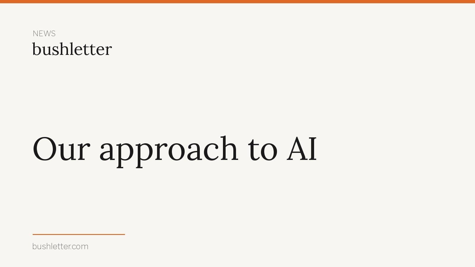 Our approach to AI