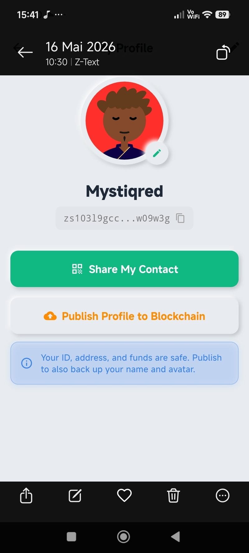 Z-TEXT profile — no phone number