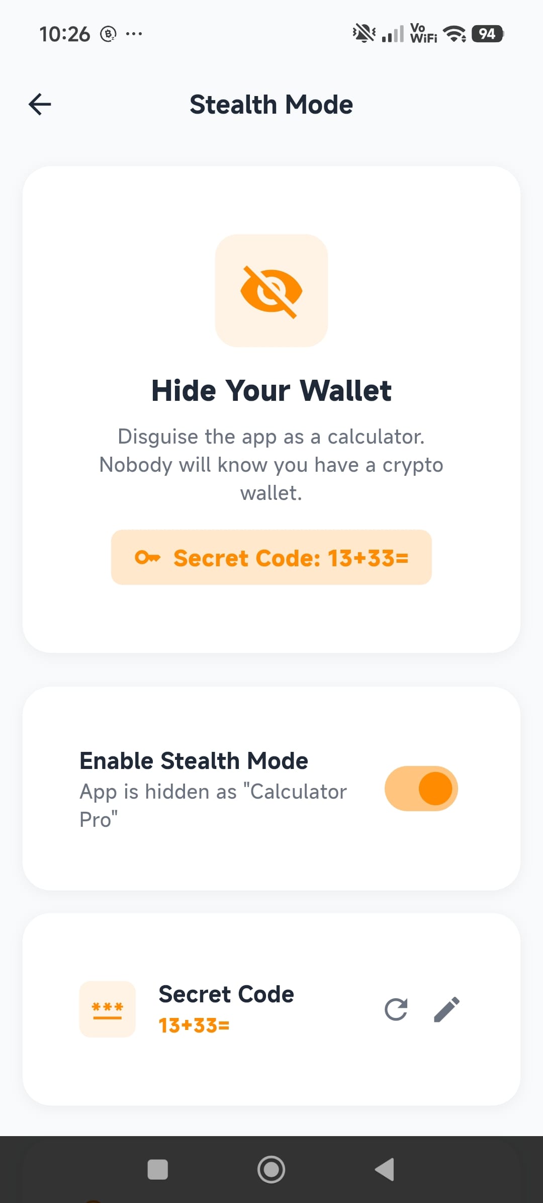 Z-TEXT stealth mode disguised as a calculator