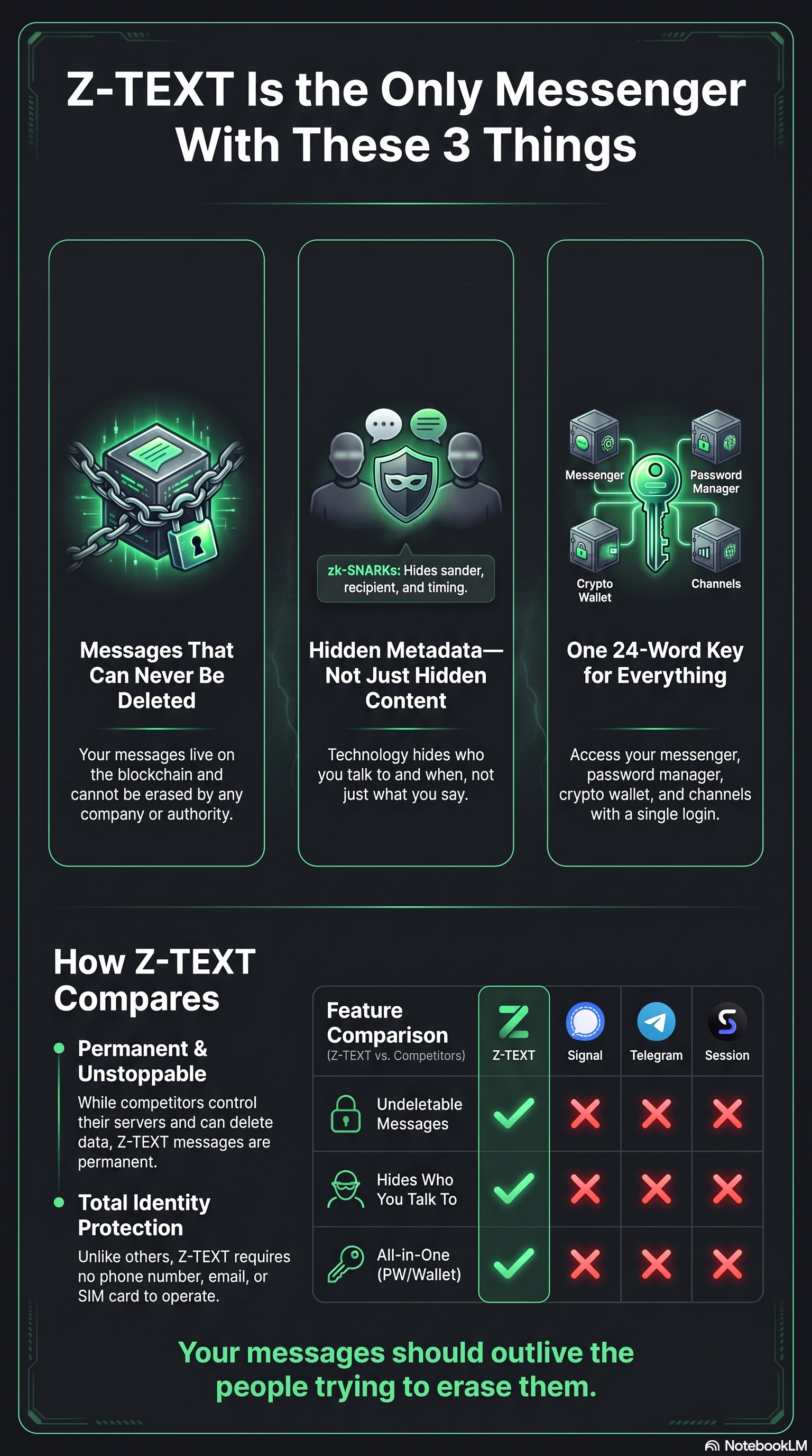 Z-TEXT unique features infographic