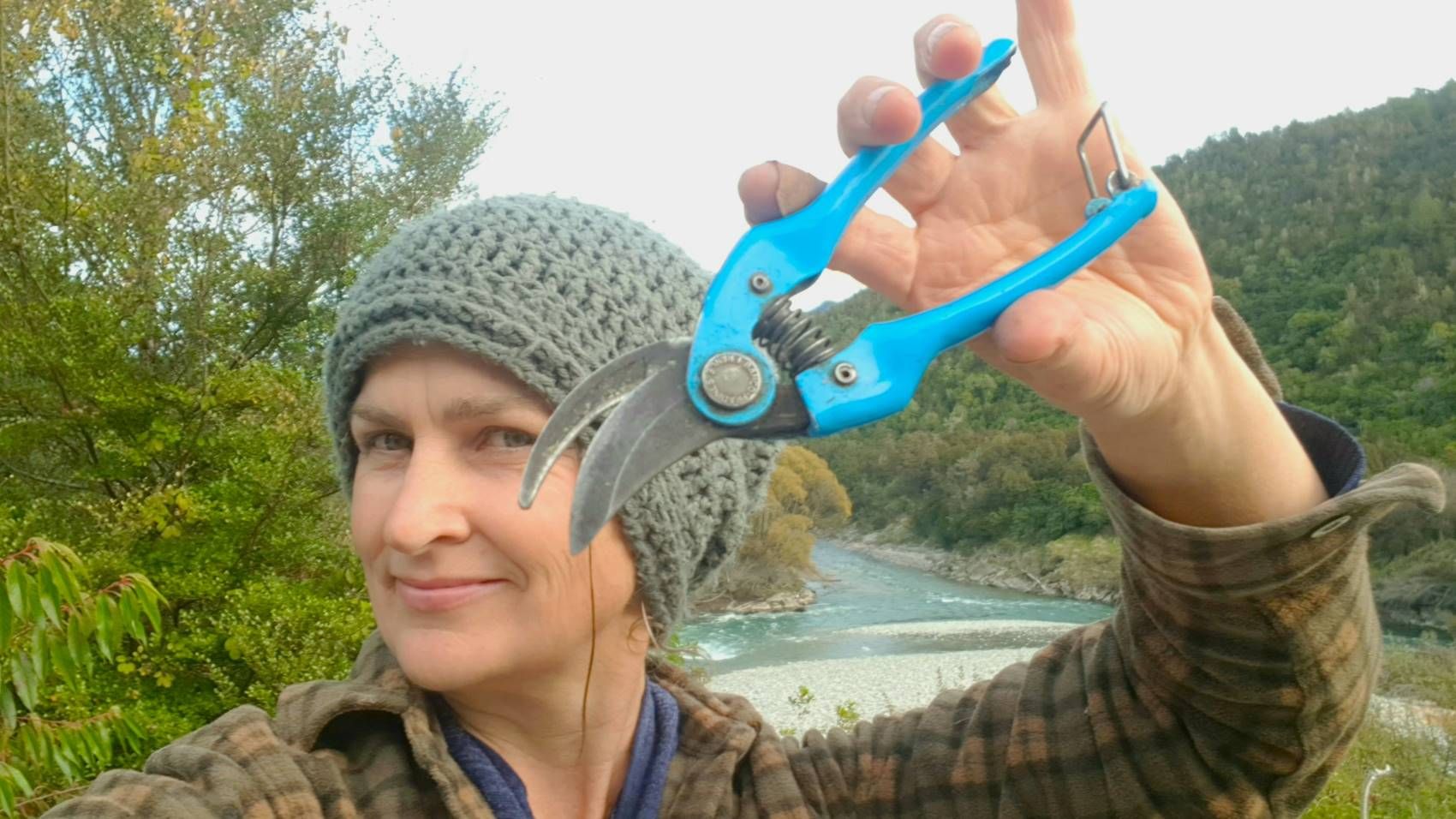 Secateurs are your back pocket essential. Kath Irvine with her trusty blue pair.