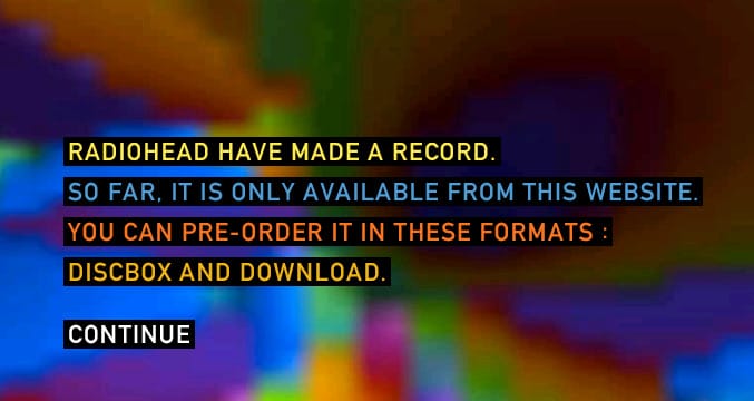 Сообщение с сайта Radiohead