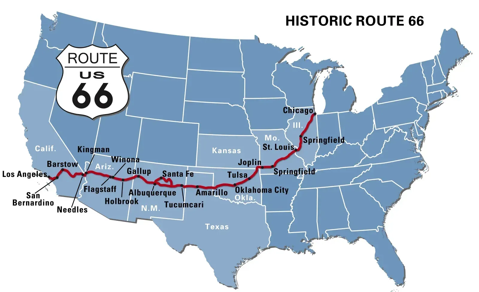 Карта Route 66