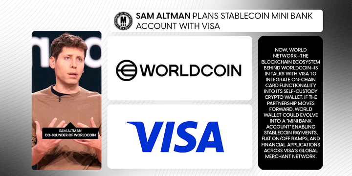 Sam Altman Plans Stablecoin Mini Bank Account with Visa